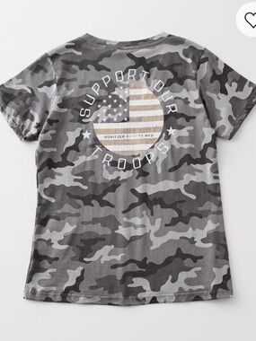 Support Our Troops Gray Camo Short Sleeve Tee